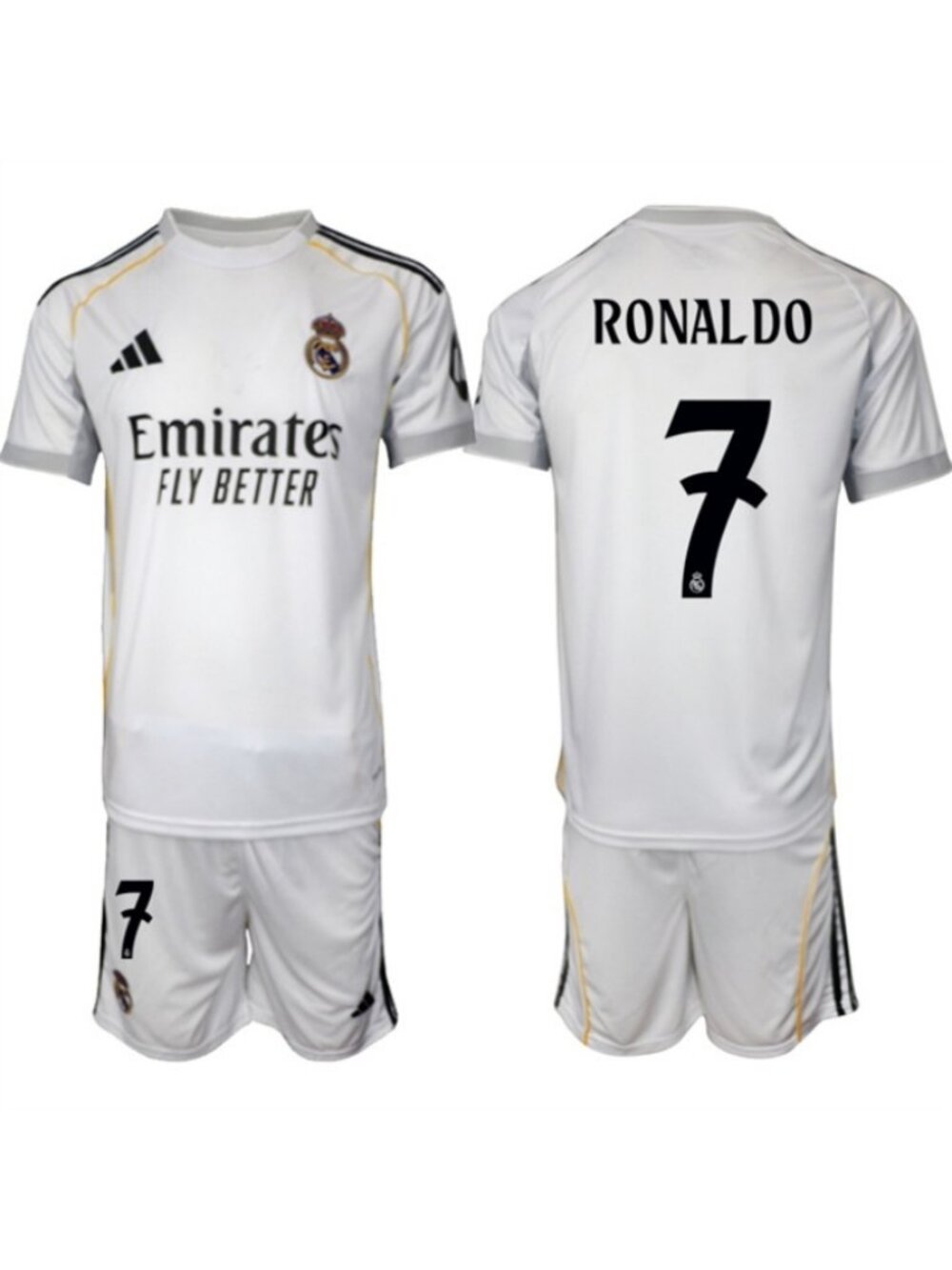 Cristiano Ronaldo White Soccer Jersey Short Suit